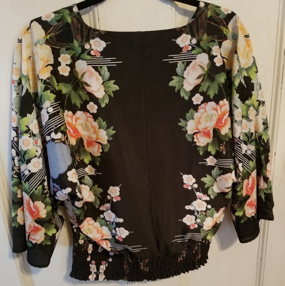 New York & Company Floral Kimono Sleeve Blouse - Picture 3 of 5